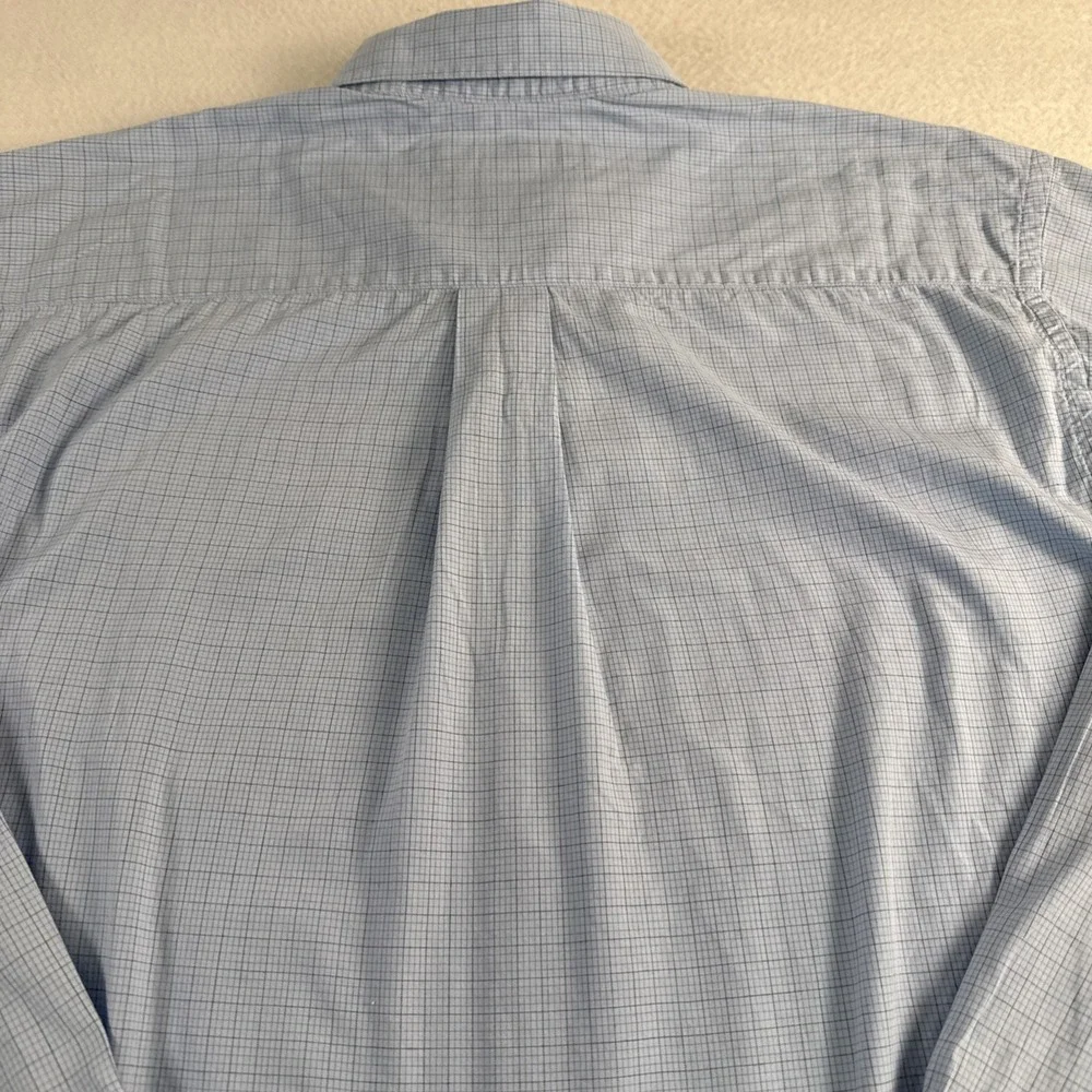 Banana Republic Relaxed Long Sleeve Button Up Blue Checker Shirt Mens Size Large